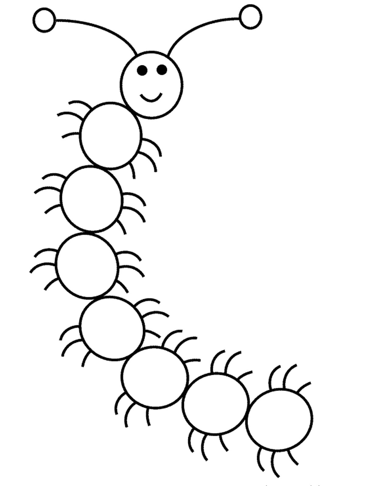 Раскраска гусеница из кругов. геометрические фигуры